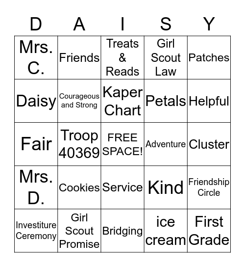 DAISY BINGO Card