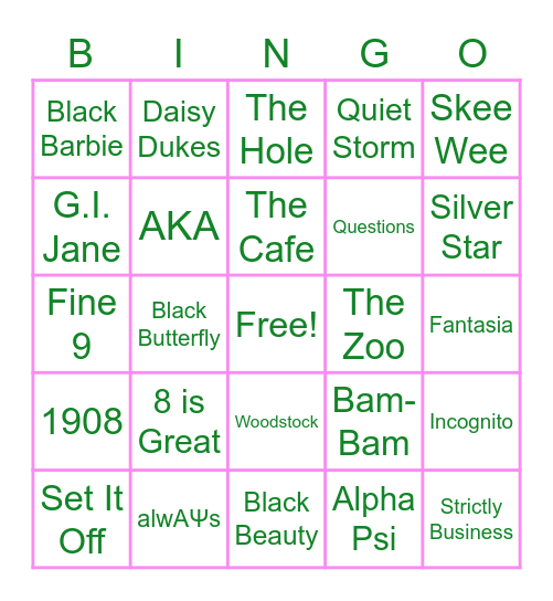 S O U K I E            W E E K Bingo Card