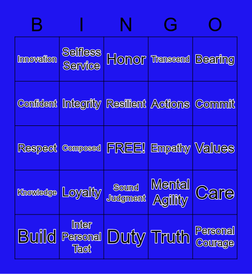 Leadership Bingo Card