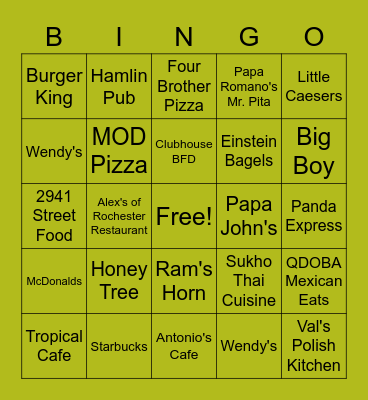 ROCHESTER HILLS DISTRICT 3 Bingo Card