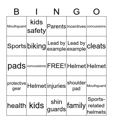 Kids Safety Bingo Card