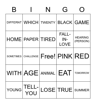 SIMILAR SIGNS Bingo Card