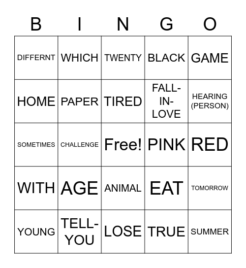 SIMILAR SIGNS Bingo Card