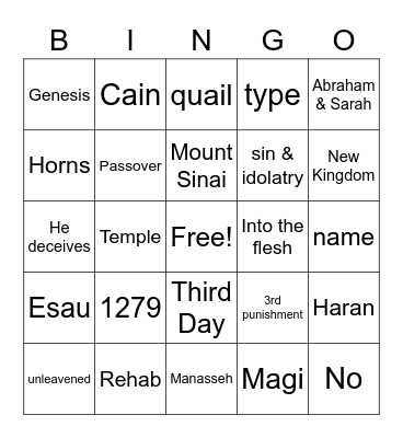 Bible Trivia Bingo Card