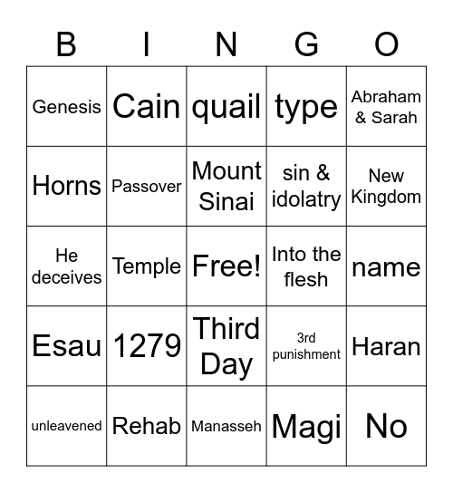 Bible Trivia Bingo Card