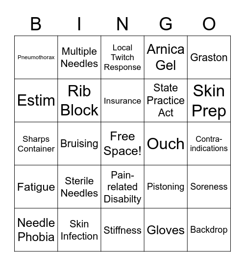 Give Me All of the Needles, Please Bingo Card