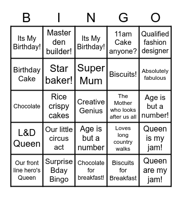 Helen's Birthday Bingo! Bingo Card