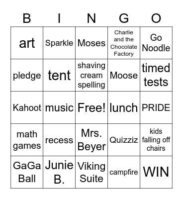 Camp Silhavy Bingo Card