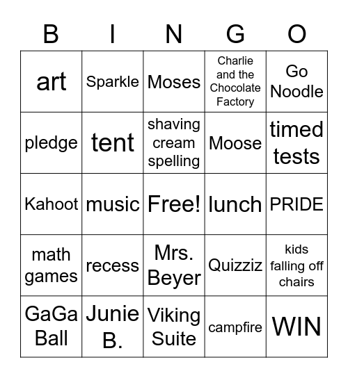 Camp Silhavy Bingo Card
