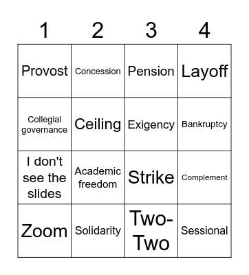 Negotiation update bingo Card