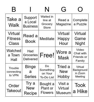 Quarantined Bingo Card