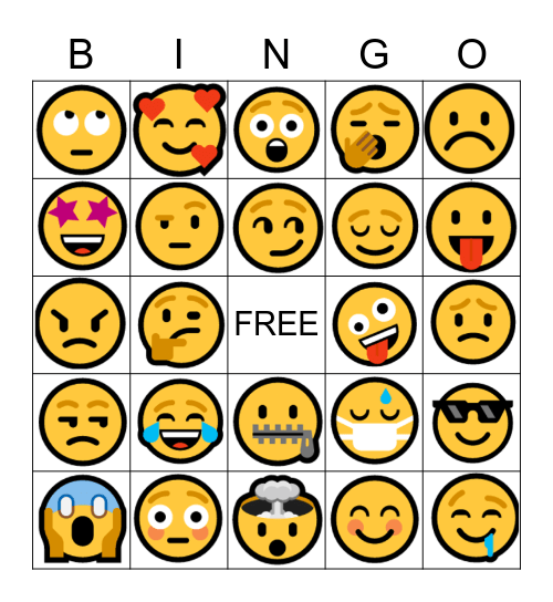 EMOTIONS with EMOJIS Bingo Card