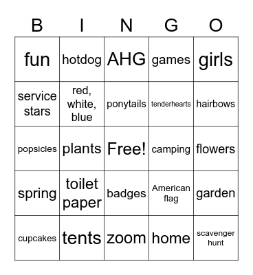 AHG Bingo Card