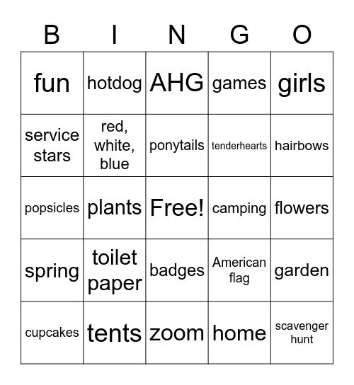 AHG Bingo Card