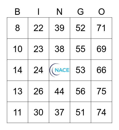 Number Bingo 1-75 Bingo Card