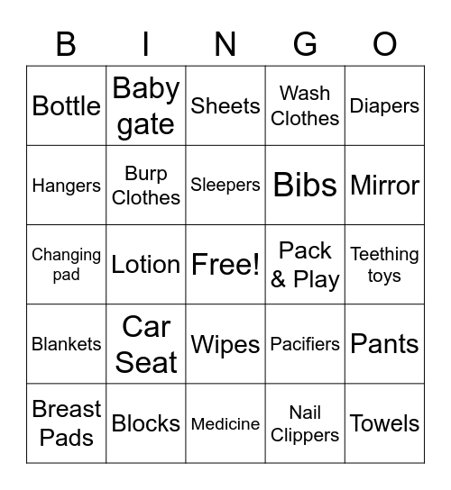 Baby Wilbur Bingo Card