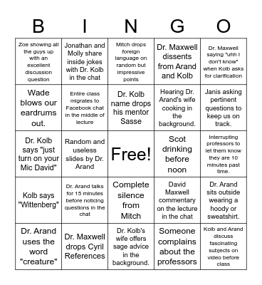 Online Creeds and Confessions Bingo Card