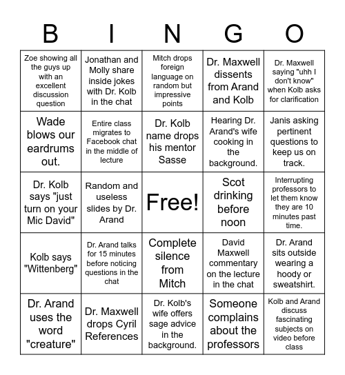 Online Creeds and Confessions Bingo Card