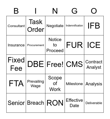 C&G Bingo Card