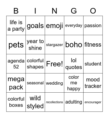 Planner Obsession BINGO Card