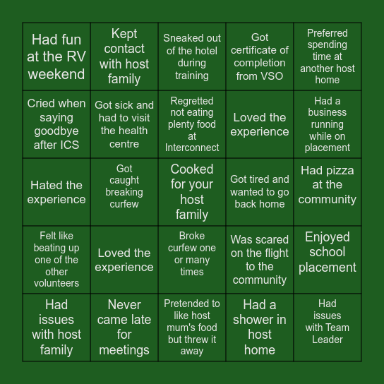 Which did you do? (ICS Version) Bingo Card