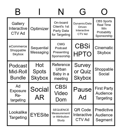 I&P x Client Solutions Bingo Card