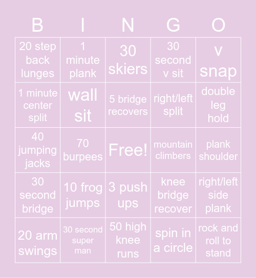 acro bingo Card