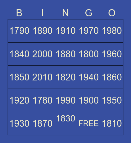 This Day Pod Decades Bingo Card