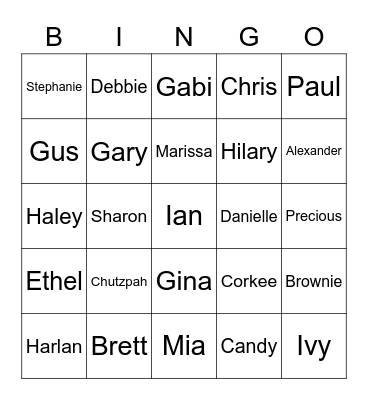 Finkel Family Bingo! Bingo Card