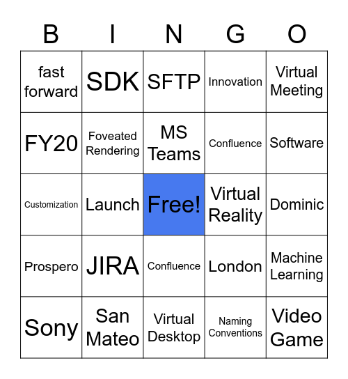 R&D All Hands Buzzword Bingo Card