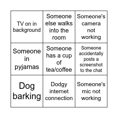 Online class bingo Card