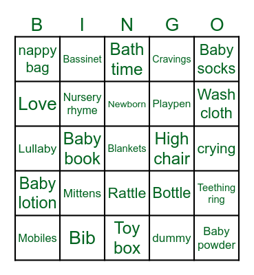 👶🏽🍼🍃BABY SHOWER🍃🍼👶🏽 Bingo Card