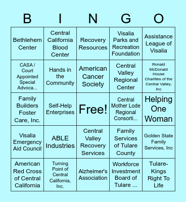 Community & Social Services Bingo Card