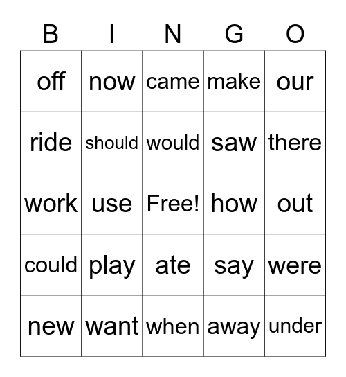 Quarter 4 Sight Words Bingo Card