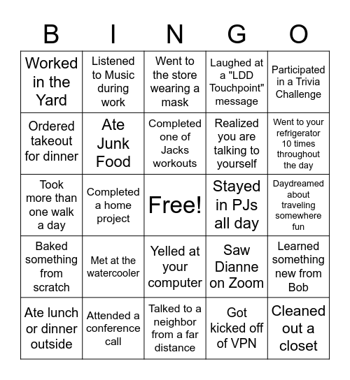 Nicole's BINGO Card Bingo Card