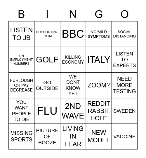GROUP CHAT COVID BINGO Card