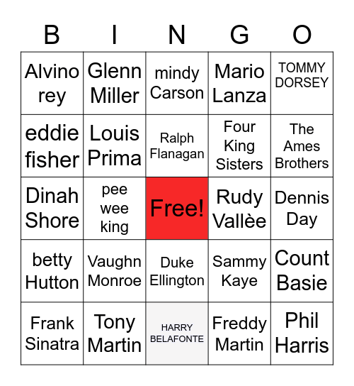 Musician Bingo Card