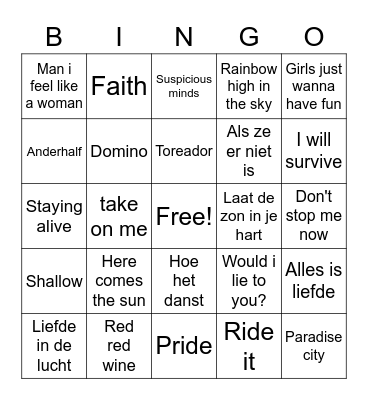 SWINGO 1 Bingo Card
