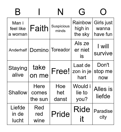 SWINGO 1 Bingo Card