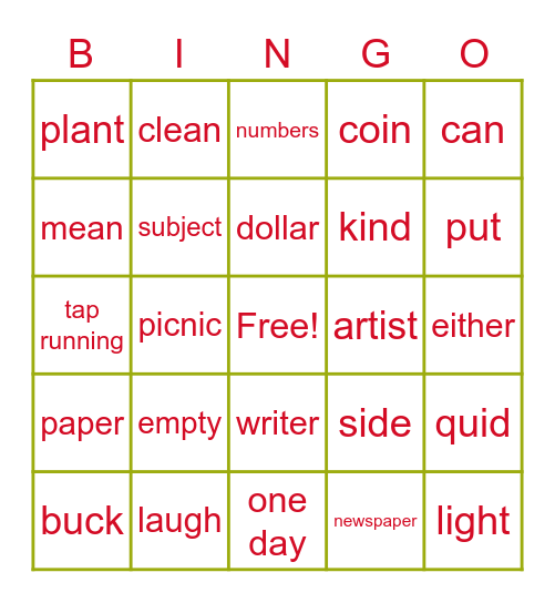 Fairyland 4 unit 4c-Our world (p.34-38) A Happy person Bingo Card