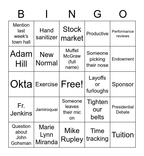 All Hands 4/28 Bingo Card