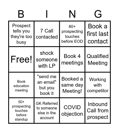 Prospecting BINGO! Bingo Card