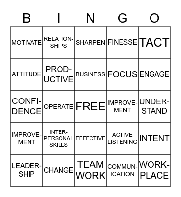 SKILL BUILDER BINGO Card