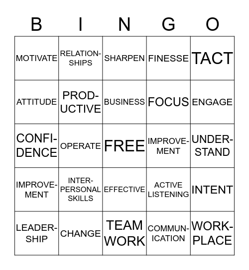 SKILL BUILDER BINGO Card