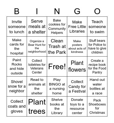 Project Ideas Bingo Card