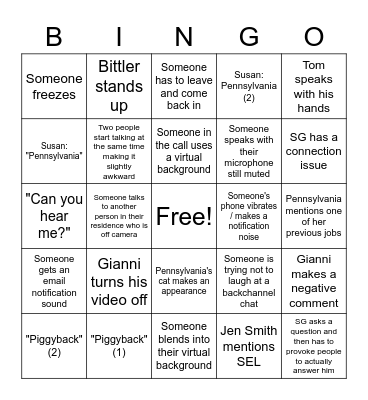 Curriculum Zoom Bingo Card
