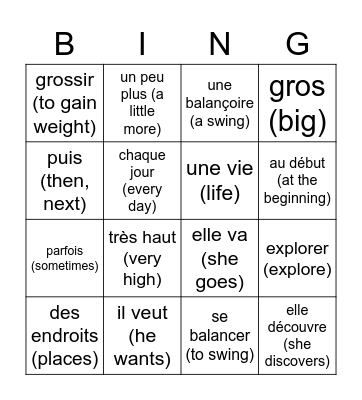 Le souci de Calie #part1 Bingo Card