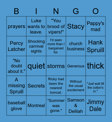 A Painted House Ch. 16-20 Bingo Card