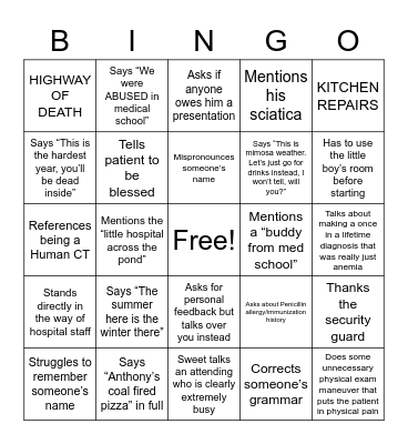 Rosenfeld Bingo Card
