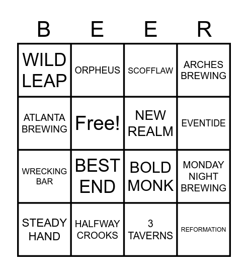 TNDC BEER-INGO #1 Bingo Card